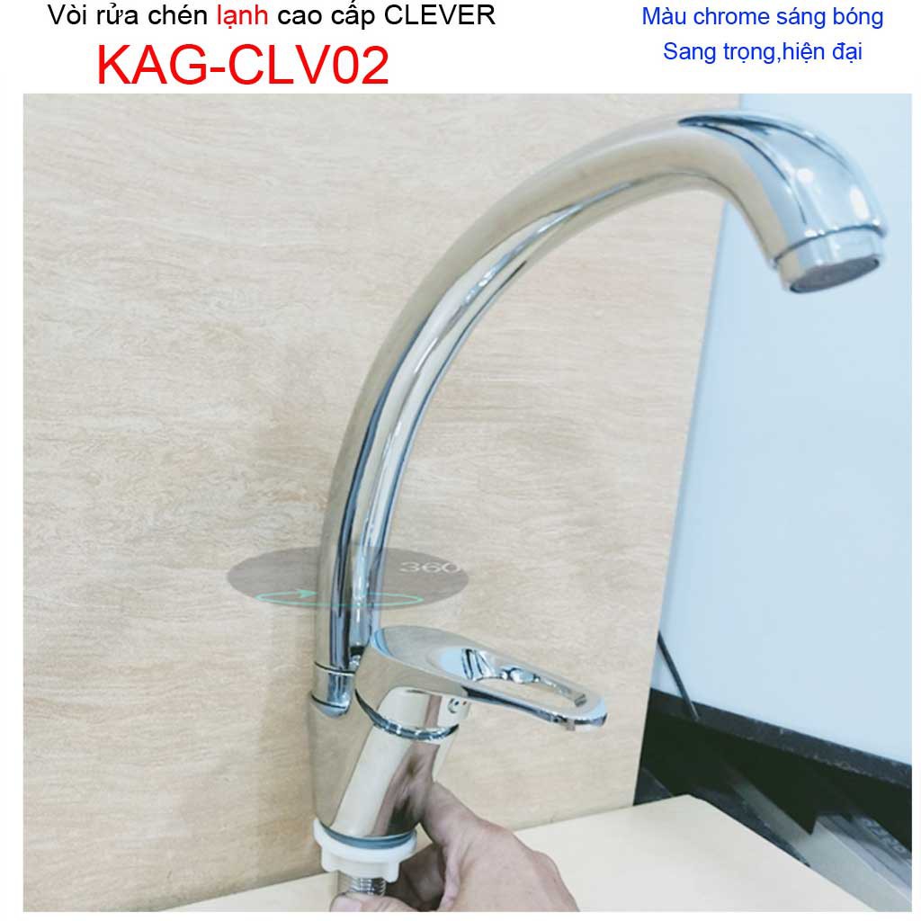 Vòi rửa chén bát KAG-CLV02, Vòi Clever nóng lạnh, vòi bếp nóng lạnh chậu rửa chén Clever