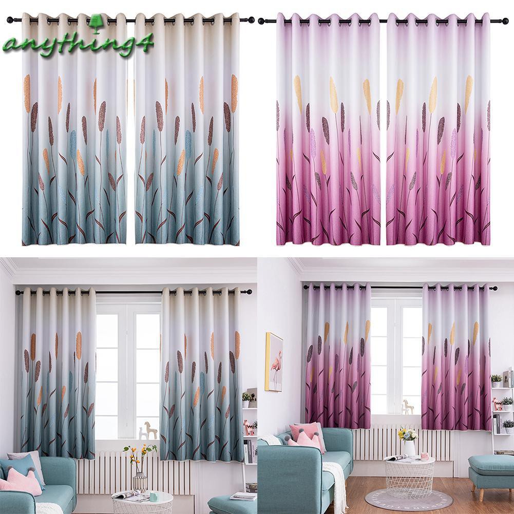 READY√ANY❀Reed Printing Polyester Window Blinds Drapes Living Room Blackout Curtains