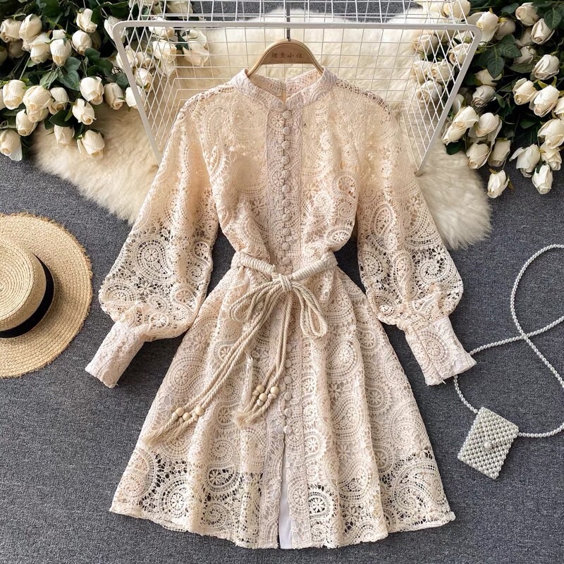 Váy ren tiểu thư, đầm đi ăn cưới tiệc hai dáng dài ngắn Aimee closet | BigBuy360 - bigbuy360.vn