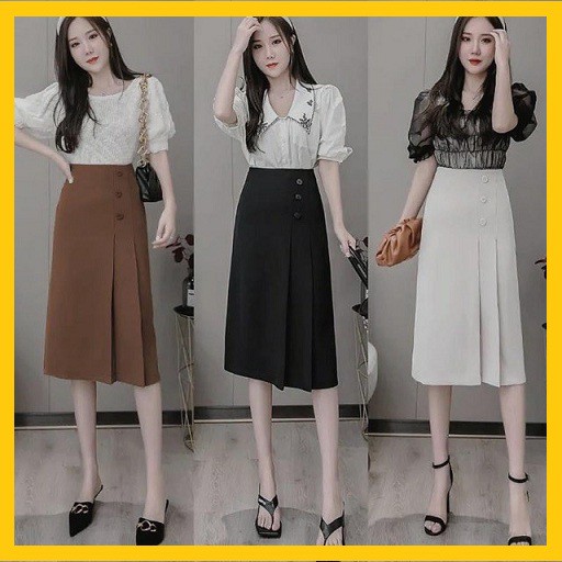 Chân váy dáng dài, Chân váy xếp ly nữ công sở