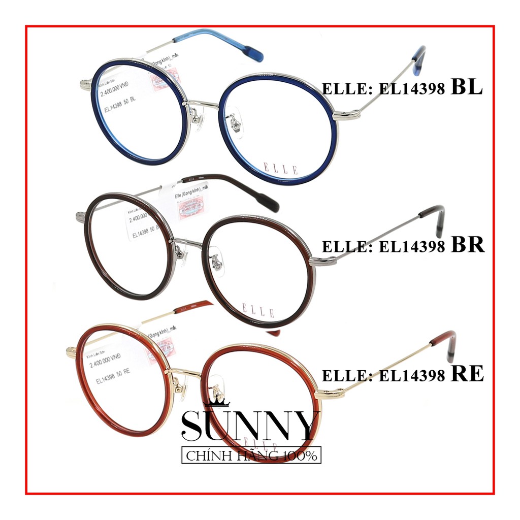 Gọng kính thời trang Elle chính hãng EL14398 - có tem chống hàng giả của bộ công an
