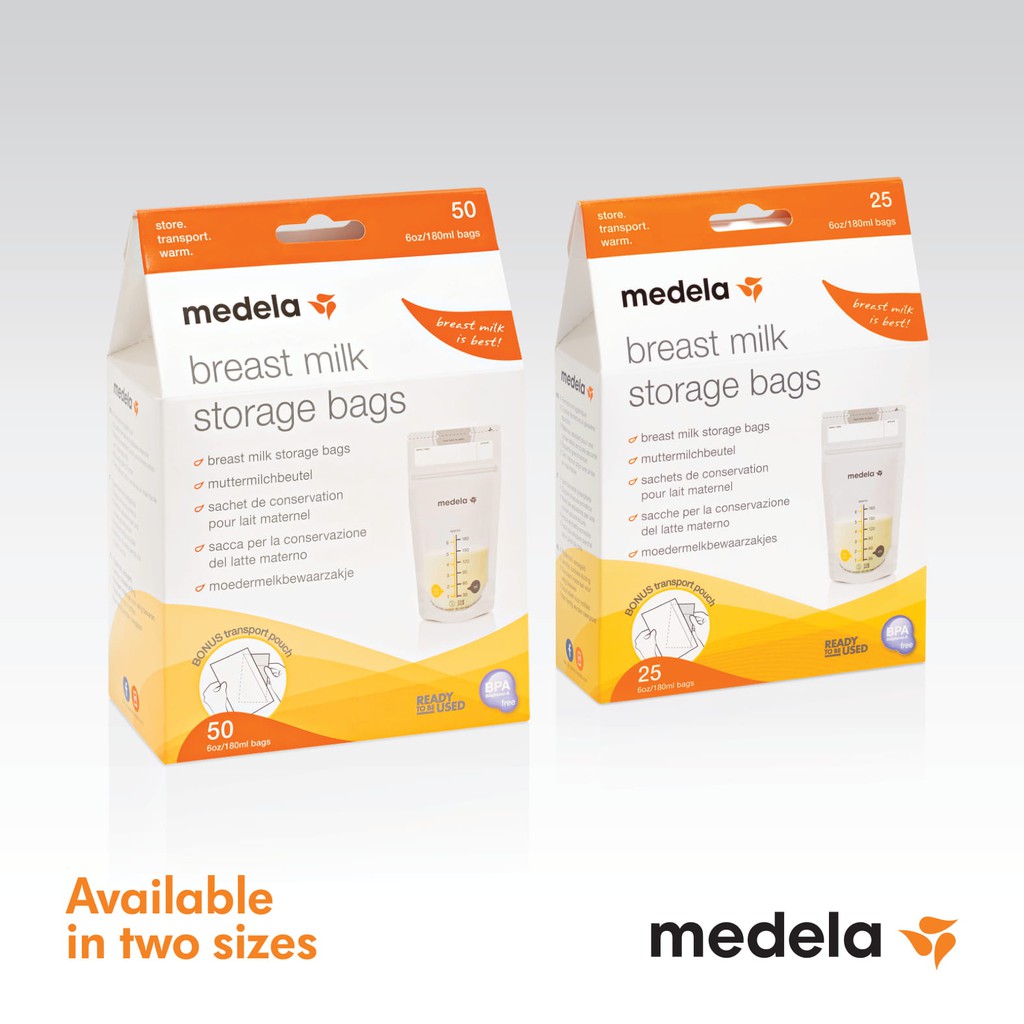 Túi trữ sữa | Medela loại 180ml - Chống thủng | Có thể đặt nằm ngang hoặc dựng đứng