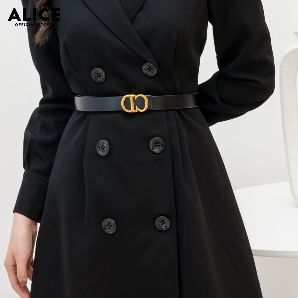 Váy Dài Tay Công Sở Màu Đen ALICE Thiết Kế Trẻ Trung Kèm Belt, Chất Liệu Mango Cao Cấp V726 | BigBuy360 - bigbuy360.vn
