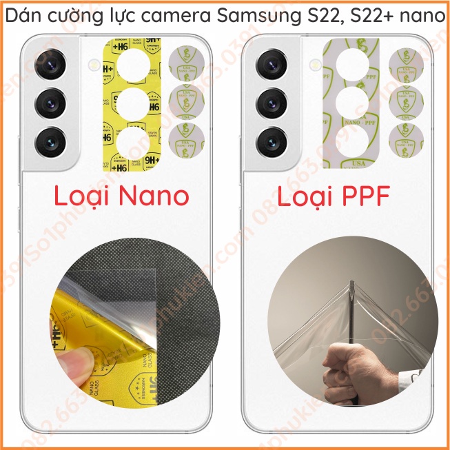 Dán cường lực camera Samsung S22 5G , S22+ 5G  loại nano, ppf siêu bền