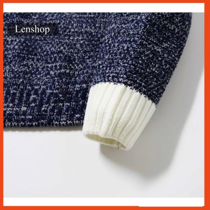 Áo Len Nam dài tay Cổ Tròn Gạo Phối Tay AL70