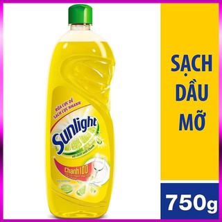 ( Vuthaochi ) ( CC2016 ) Nước rửa chén Sunlight Chanh mới sạch nhanh xả bọt nhanh chai 750g