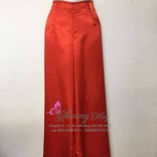 Quần áo dài đẹp may sẵn vải lụa phi bóng