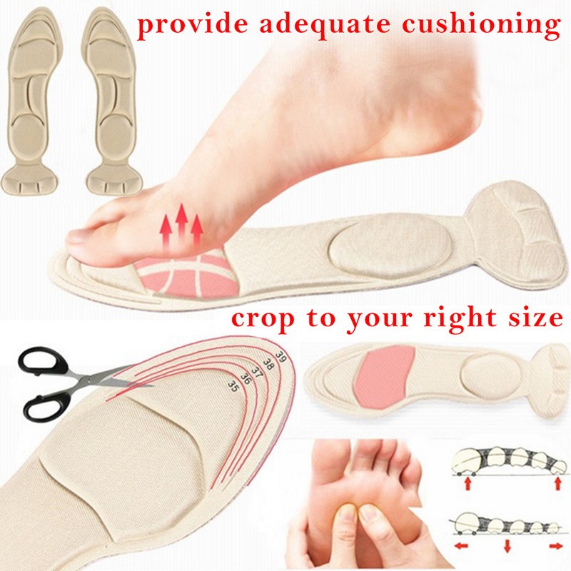 Random Color Women Pain Relief 4D Insole/ Non-slip Heel Protector  Insole Cushion/ Inserts Heel Post Back Soft Insole/ Flat Foot Support Memory Foam Shoe Pads Careory foam Shoe pads care