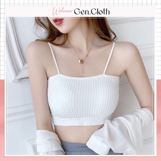 Áo quây ngực Croptop 2 dây dáng ôm Body có cúp ngực chất vải Cotton gân tăm co giãn siêu đẹp Gen