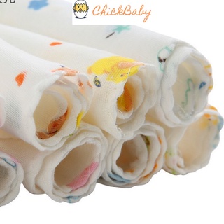 Khăn sữa, khăn xô cho bé 23x23cm xuất Nhật - Hoạ tiết - 2 lớp sơ sinh - 1 set 10 cái - ChickBabyShop