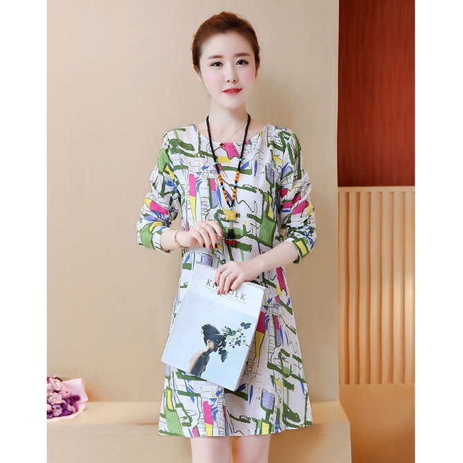 Đầm nữ dáng suông họa tiết mới lạ da66