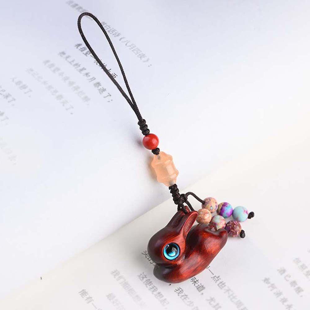 Glees Dây Treo Điện Thoại Bằng Gỗ Hồng Hình Thỏ Dễ Thương