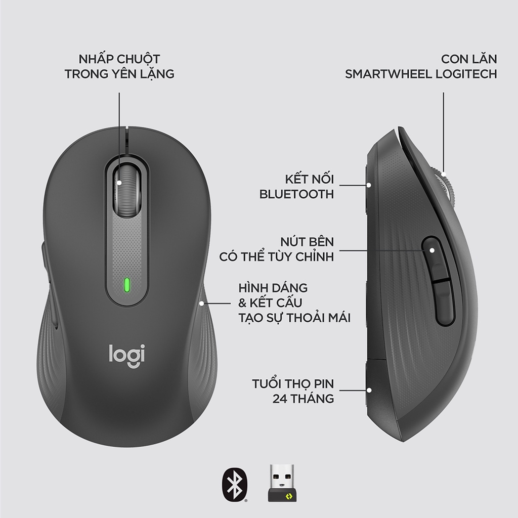 [Mã 273ELHA100K0 hoàn 7% đơn 500K] Chuột không dây bluetooth Logitech Signature M650 - Hàng chính hãng