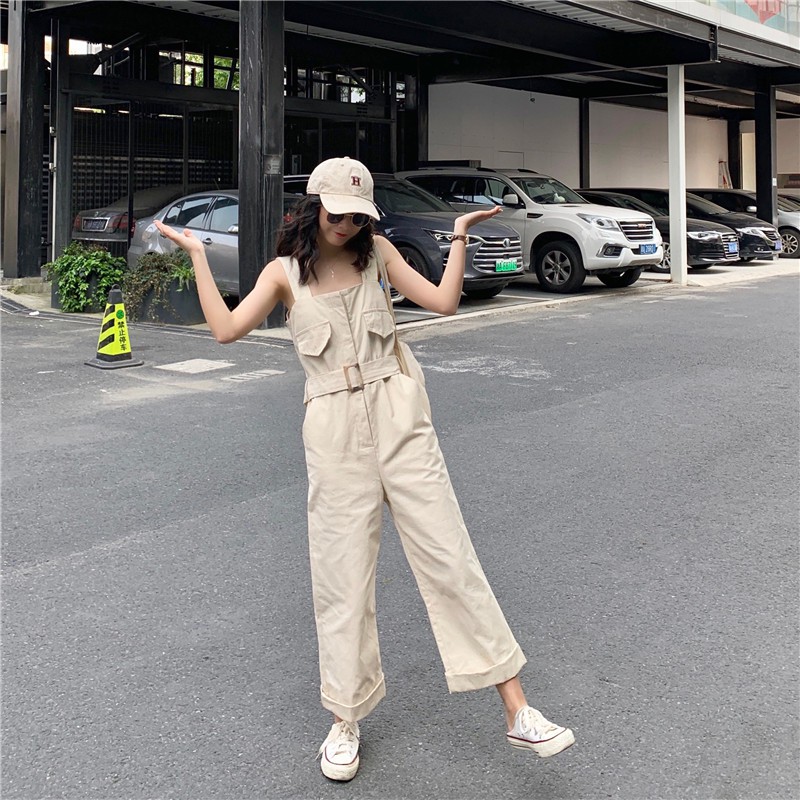 Jumpsuit Ống Rộng Lưng Cao Thời Trang Dành Cho Nữ