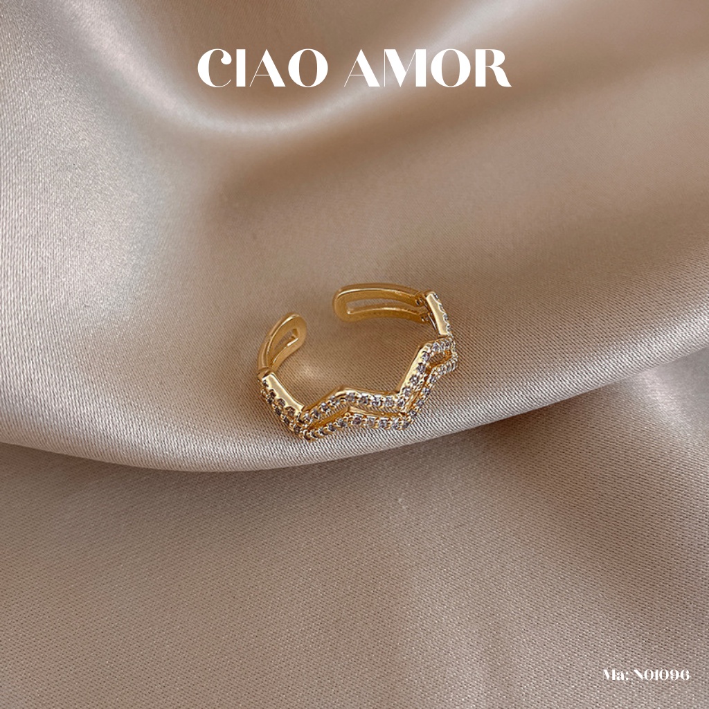 Nhẫn nữ đính đá gấp khúc sang trọng Trang sức Ciao Amor - N0196