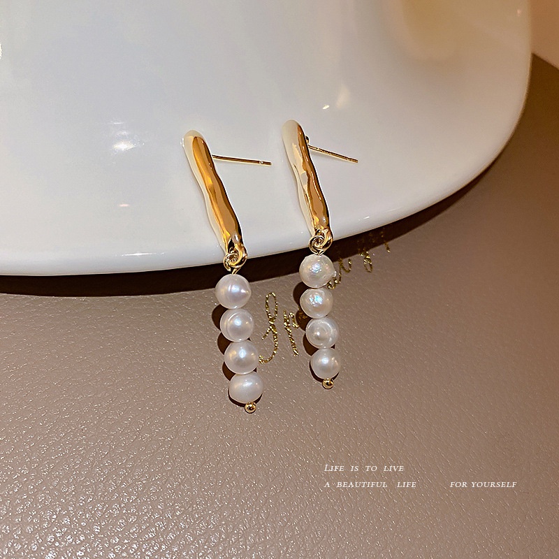 Bông Tai Mạ Bạc 925 Đính Ngọc Trai Sang Trọng Phong Cách Retro Hàn Quốc