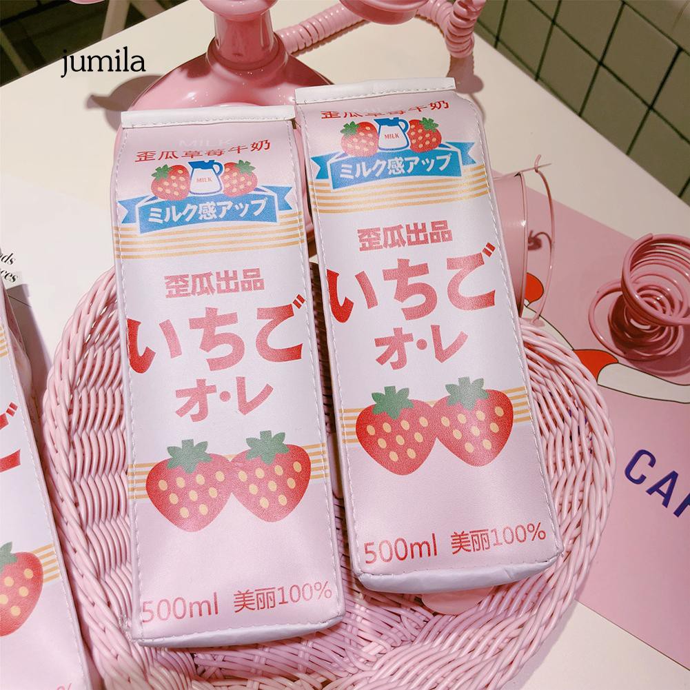 Túi bút học sinh in hình hộp sữa dễ thương