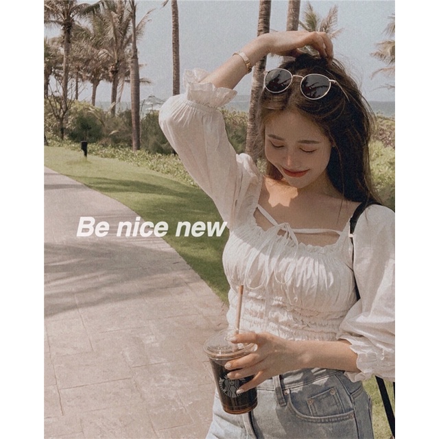 OKOCHIA.Áo Croptop Tay Dài Kiểu Hàn Quốc Idol Lisa A06