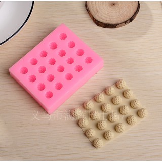 Khuôn silicon 3d làm bánh làm rau câu mẫu 20 quả dâu nhỏ