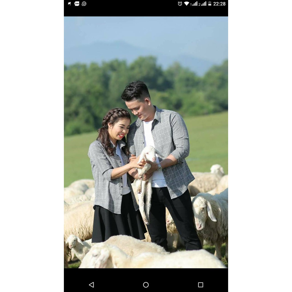 Áo sơ mi cặp caro ghi mã 126A