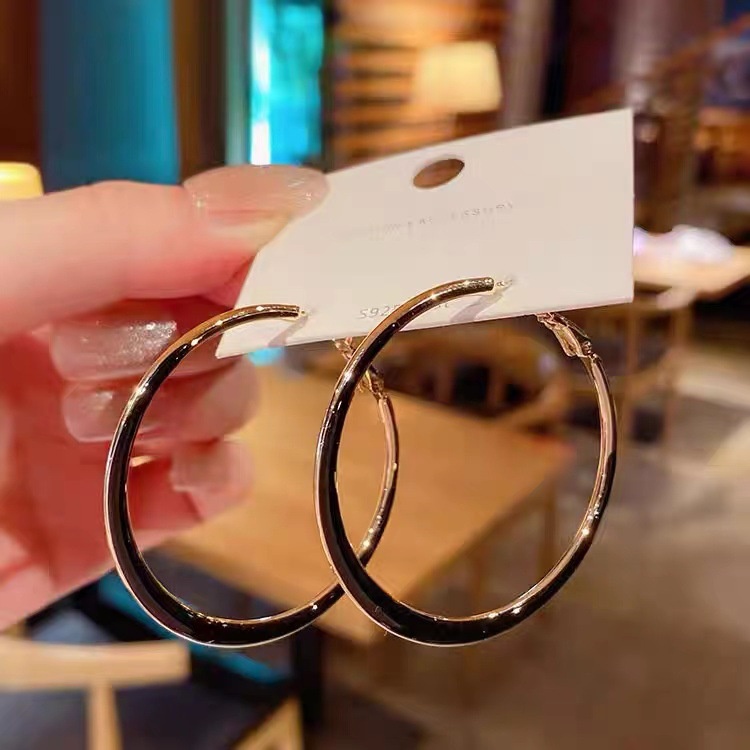 Khuyên tai tròn mạ bạc 925 phong cách Pháp thời trang thanh lịch