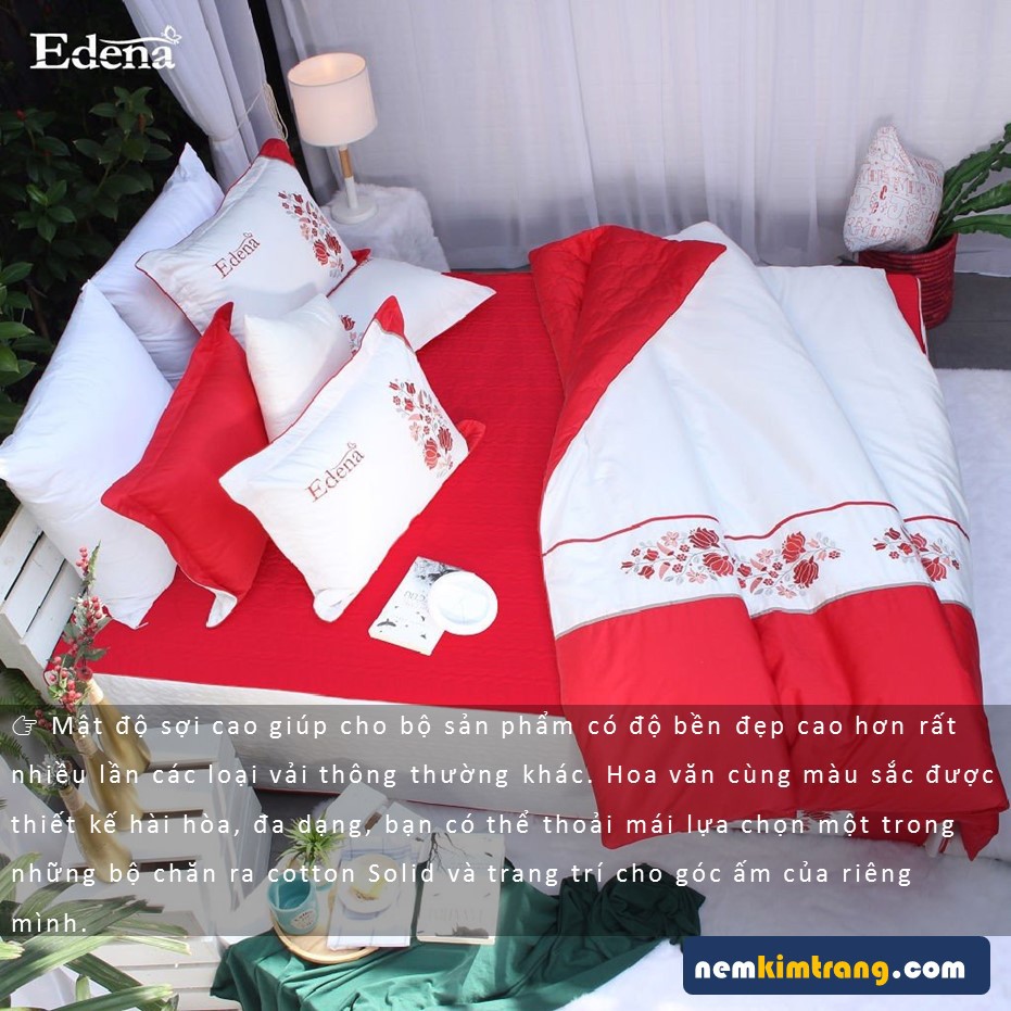 Bộ Ga (Drap) Nệm Cotton Solid Edena Mẫu 358 - CHÍNH HÃNG, CAO CẤP