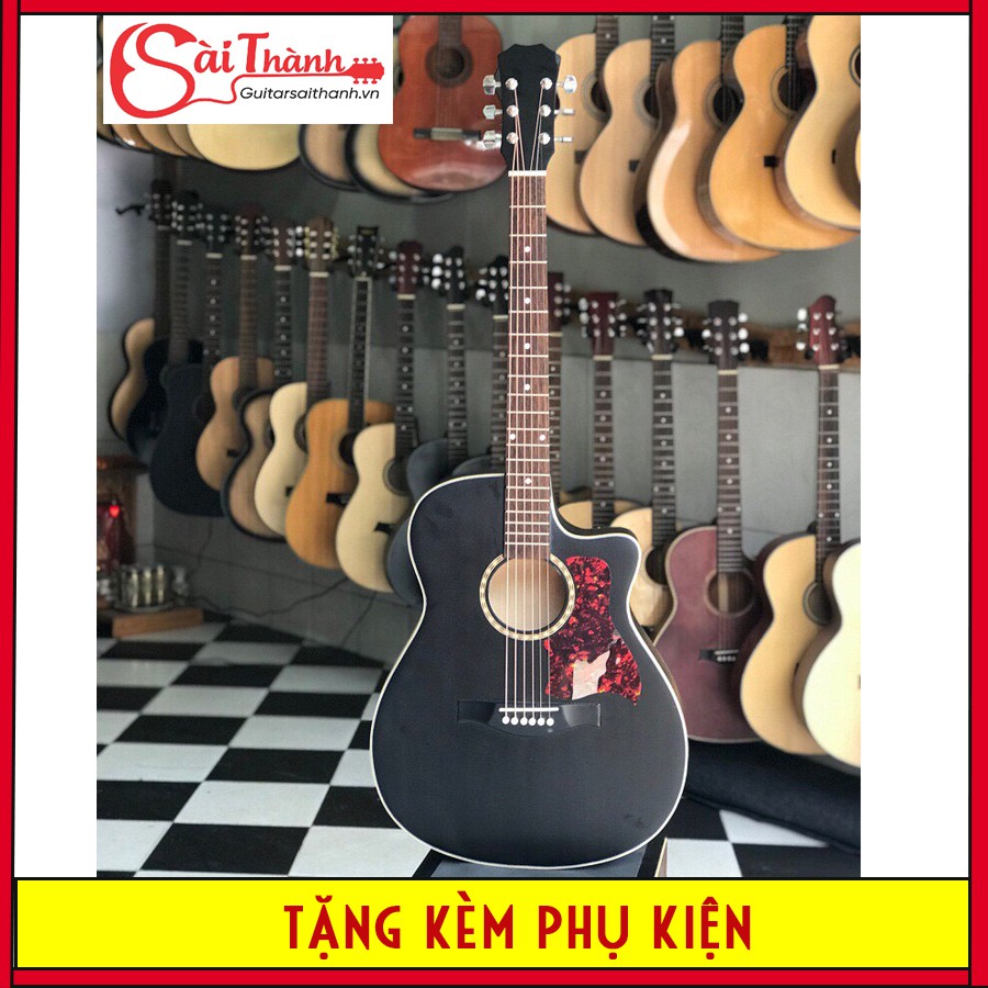 Đàn guitar acoustic có ty màu đen+ capo