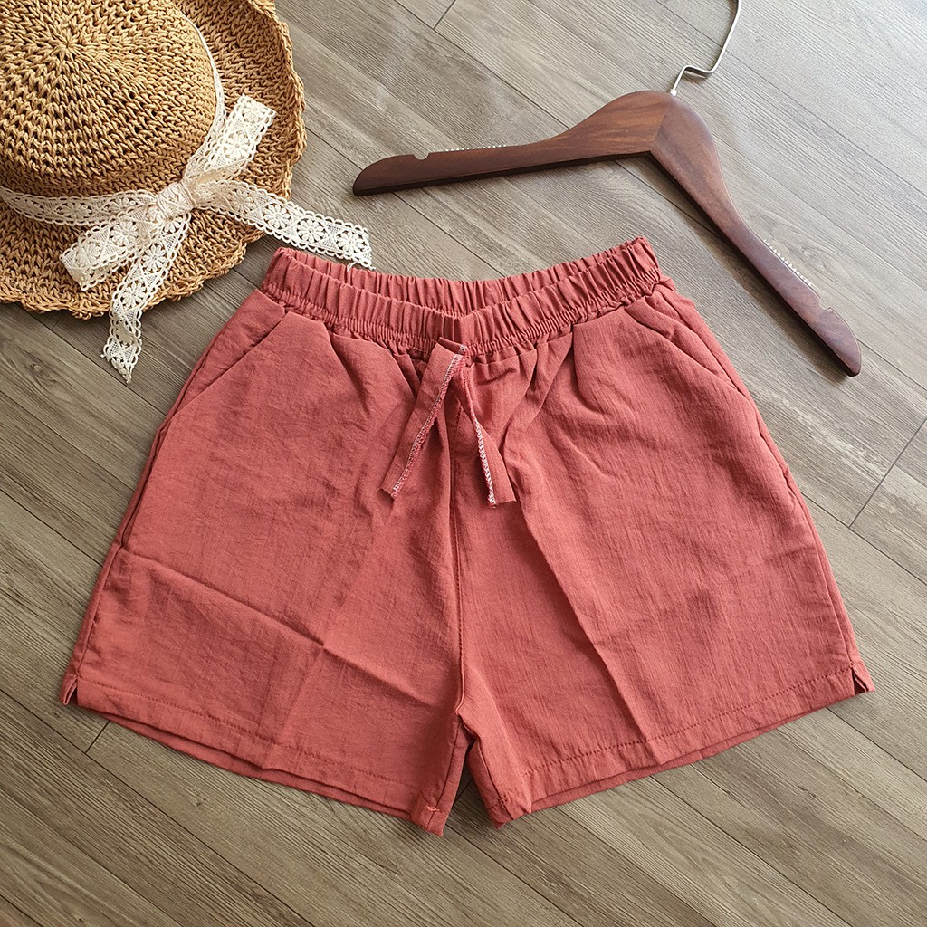 Quần đùi nữ ống rộng 5 màu siêu hot vải đũi xước trơn Mã NS0982