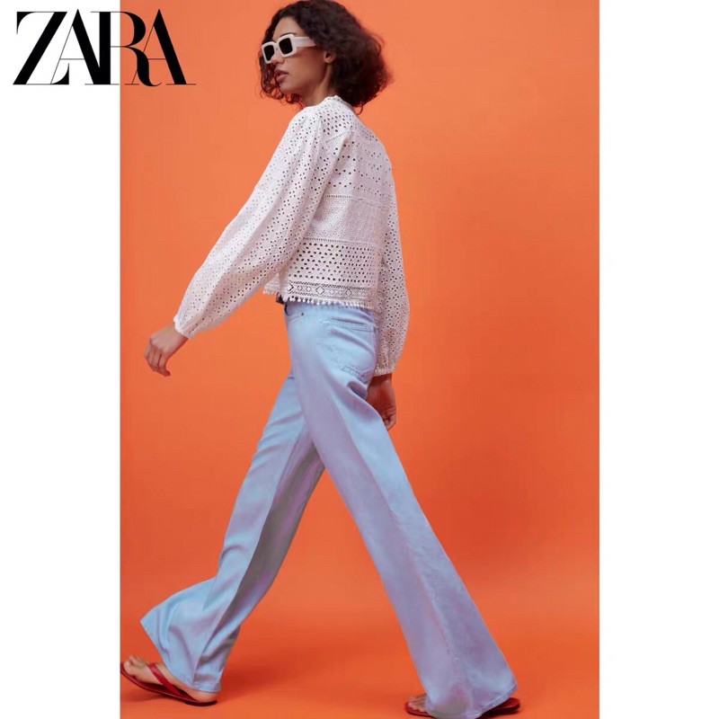 Áo sơ mi nữ Zara new hè 2021 màu trắng tay phồng best seller