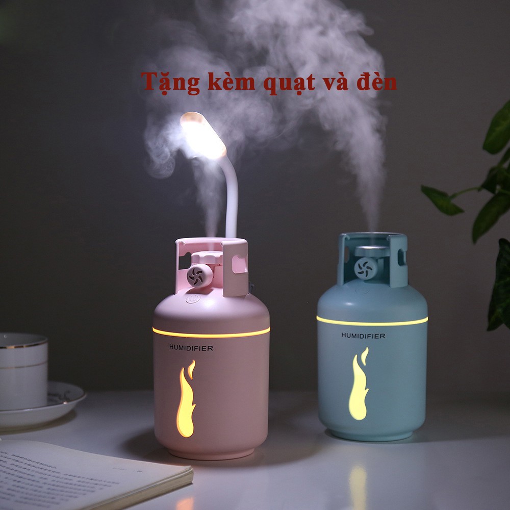 Máy Phun Sương Tạo Độ Ẩm Không Khí Cầm Tay Mini - Máy Xông Tinh Dầu Có Led Mini - Tặng Kèm Quạt Và Đèn USB - ENZO