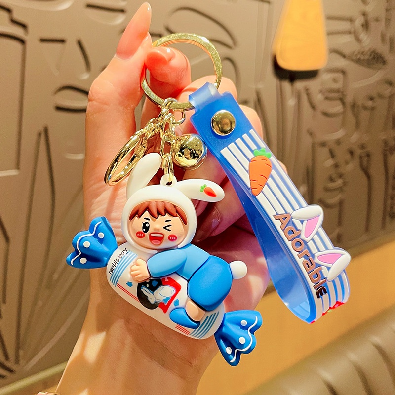 Móc Khóa Hình Thỏ Trắng Hoạt Hình Dễ Thương