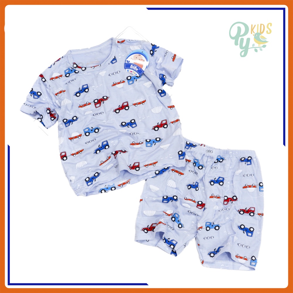 Đồ bộ tay ngắn hình thú thun cotton lụa bé trai 6-18kg Bibo