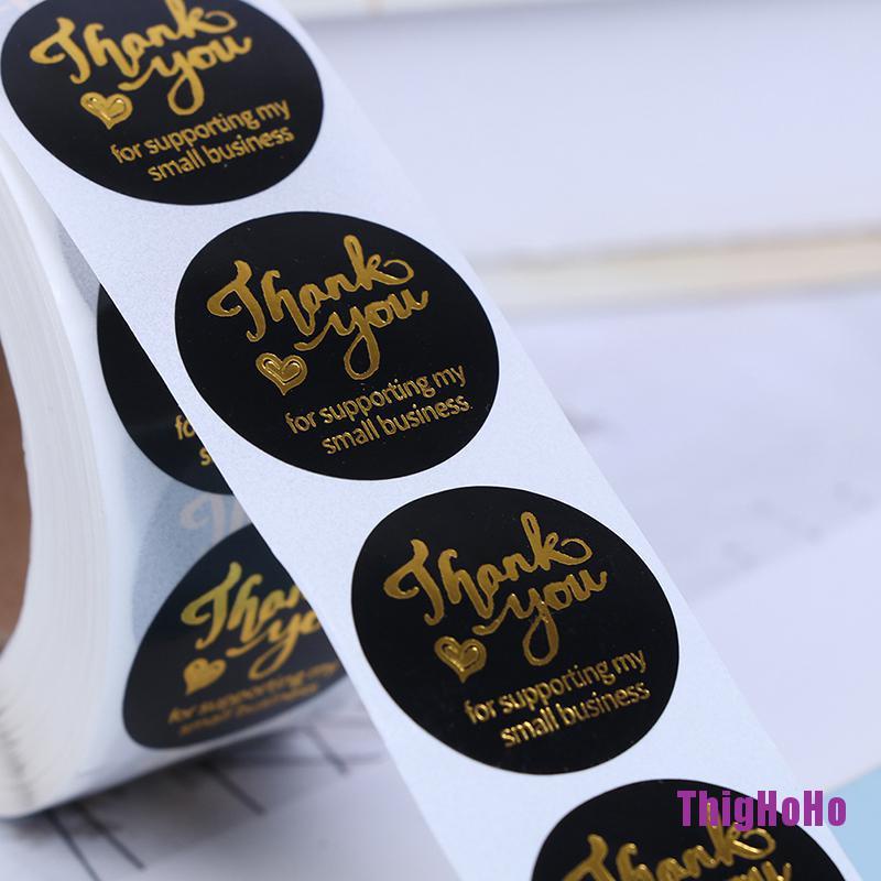 Set 500 nhãn dán in chữ Thank You màu hồng/đen dùng để trang trí tiệc cưới