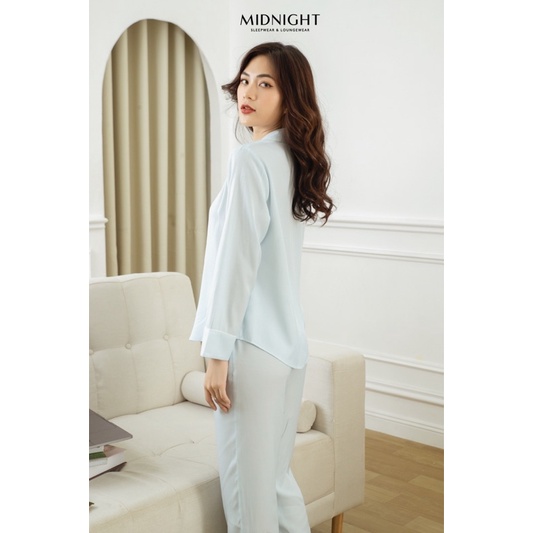 Đồ ngủ mặc nhà Pyjamas Lụa Cotton Tay Dài Quần Dài - Midnight Sleepwear