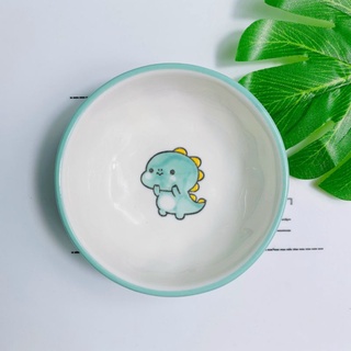 Bát ăn dặm cho bé bằng sứ, bát tròn họa tiết xinh xắn 100ml