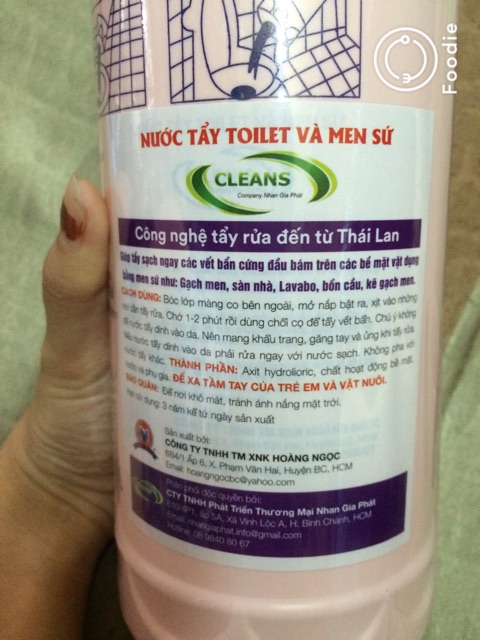 Nước tẩy toilet và men sứ Thái 960ml