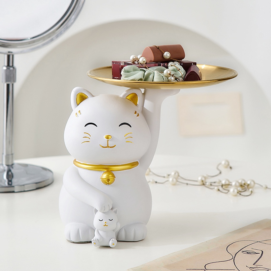 Khay đựng tượng hình chú mèo dễ thương dùng trang trí nhà cửa