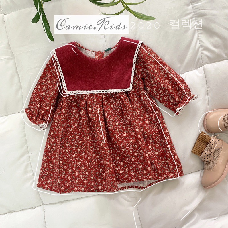 váy nỉ tăm hoa đỏ sz 18-20kg