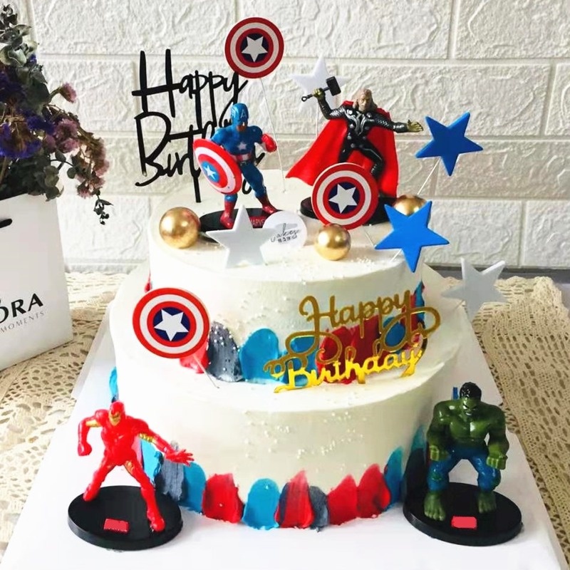 Set 6 Mô Hình Nhân Vật Siêu Anh Hùng Trang Trí Bánh Kem