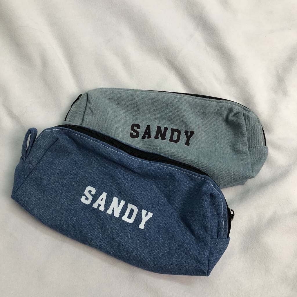 Túi Đựng Bút/ Mỹ Phẩm Bằng Vải Jean Trơn Siêu Bền Phong Cách Vintage