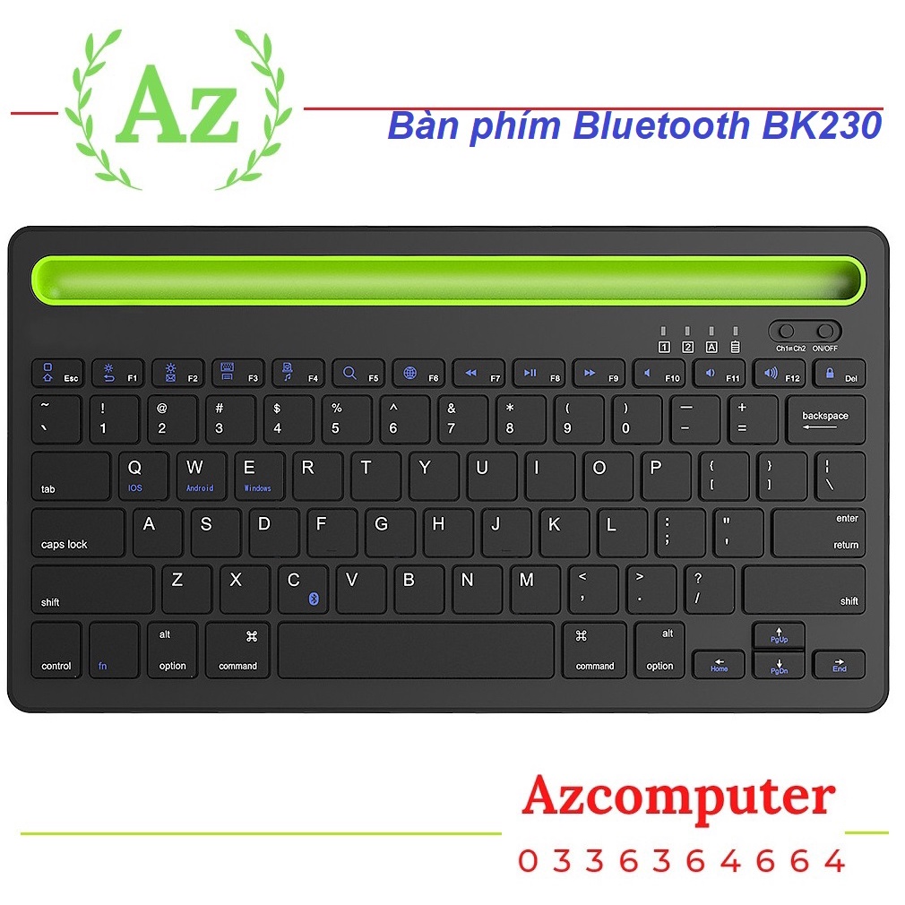 Bàn phím Bluetooth không dây PK230  kết nối với điện thoại Máy Tính Bảng - Bàn phím KHÔNG DÂY Bluetooth Model mới 2018
