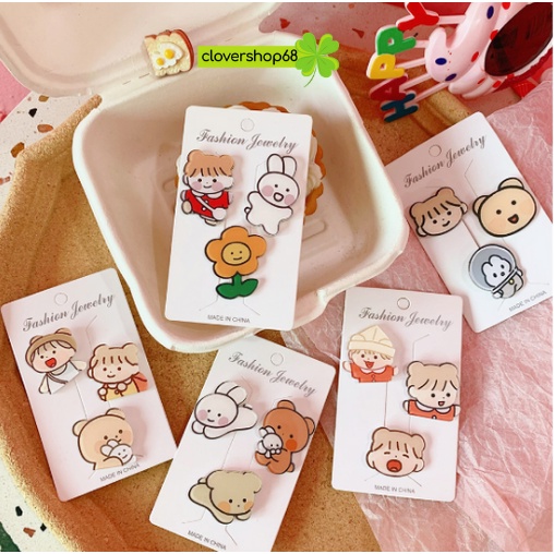 Set 3 ghim cài áo, ba lô, túi xách cô gái nhật nhựa Acrylic trong suốt🍀Clovershop🍀