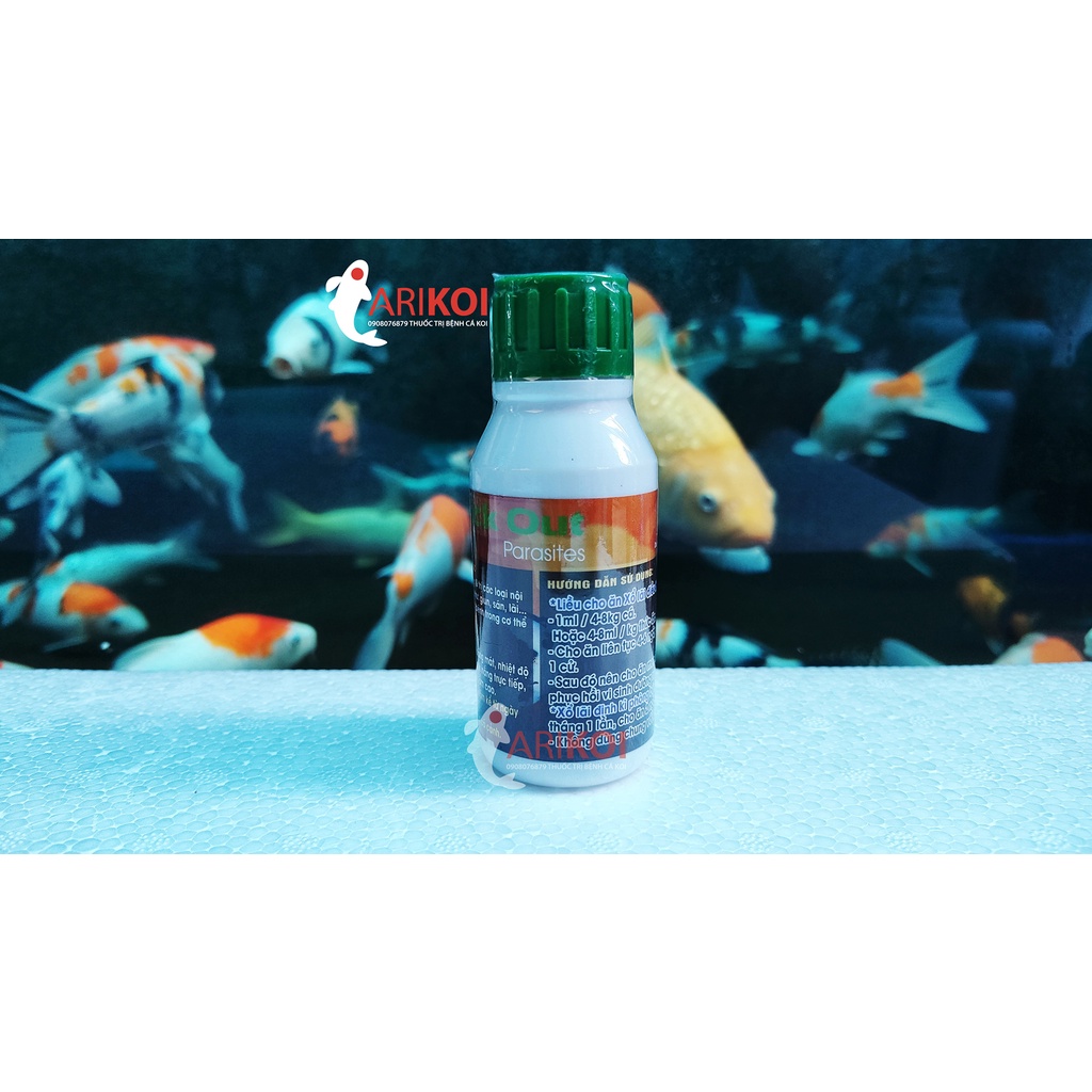 Xổ lãi Kick Out cá Koi tẩy giun, sán, nội ký sinh hiệu quả - chai 100ml