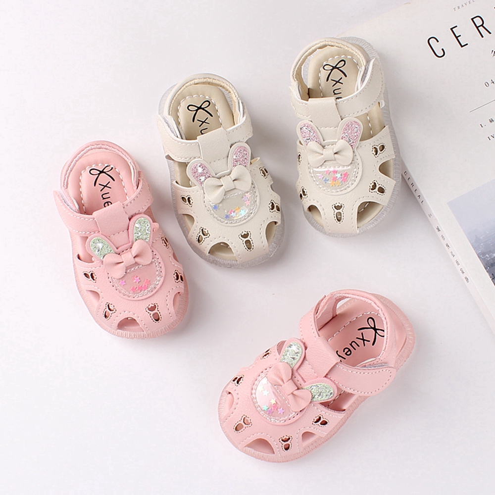 0-2 Cartoon Pink Rabbit Pre Walker Newborn Baby Shoes Sandals Protect Toes Girls Baby Sandals Infant Toddler Shoes