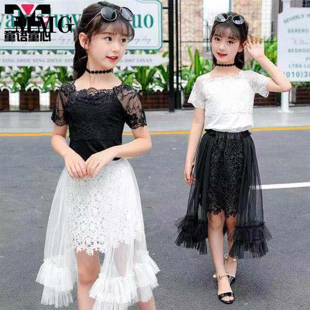♞❈ Đầm công chúa phối lưới thời trang xuân hè cho bé gái 8-7-12 tuổi