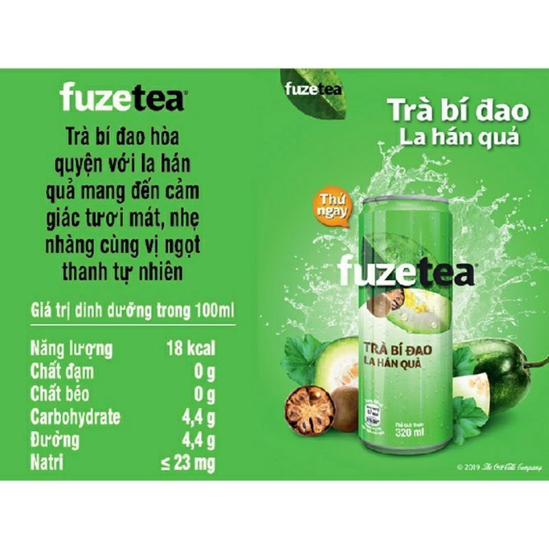 Thùng 24 lon 320ml trà bí đao la hán quả Fuzetea