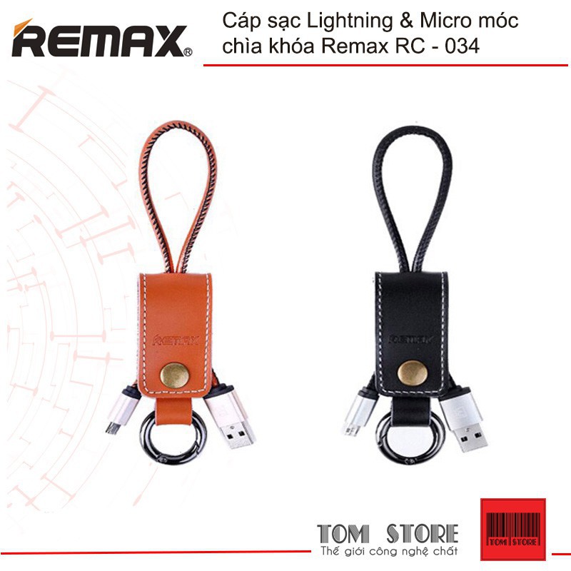 [HÀ NỘI]Cáp sạc Lightning & Micro móc chìa khóa Remax RC-034 - Bảo Hành 12 Tháng