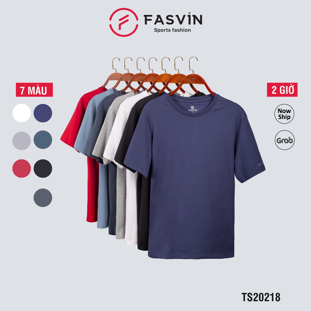 Áo thun nam trơn COTTON  FASVIN chất mềm mát co giãn dáng thể thao trẻ đẹp TS20218.HN