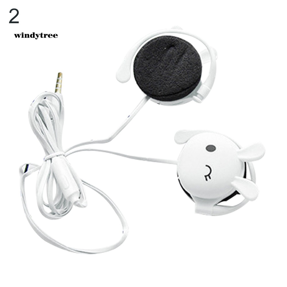 WDTE Cute Rabbit Stereo Earphone Headphone with Mic 3.5mm Ear-hook Sport Headset Gift