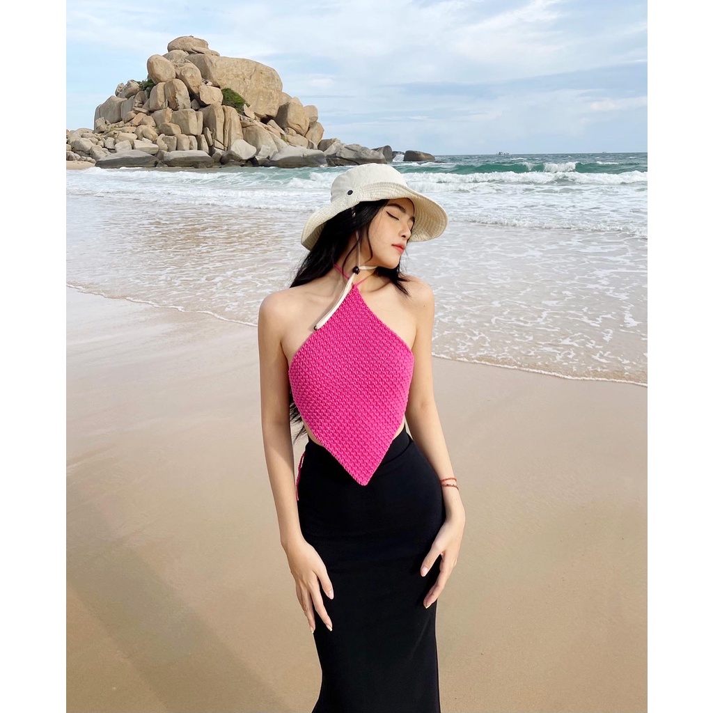 Áo Yếm Hở Lưng Splassshy Sexy Đan Móc Open Back Crochet Top